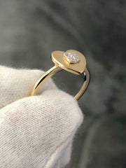 LIV 14k Yellow Gold & Diamonds G/VS Heart Halo Design Band Cable Ring Gift