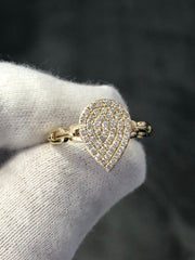 LIV 14k Yellow Gold & Diamonds G/VS Pave Pear Shape Halo Design Cable Ring Gift