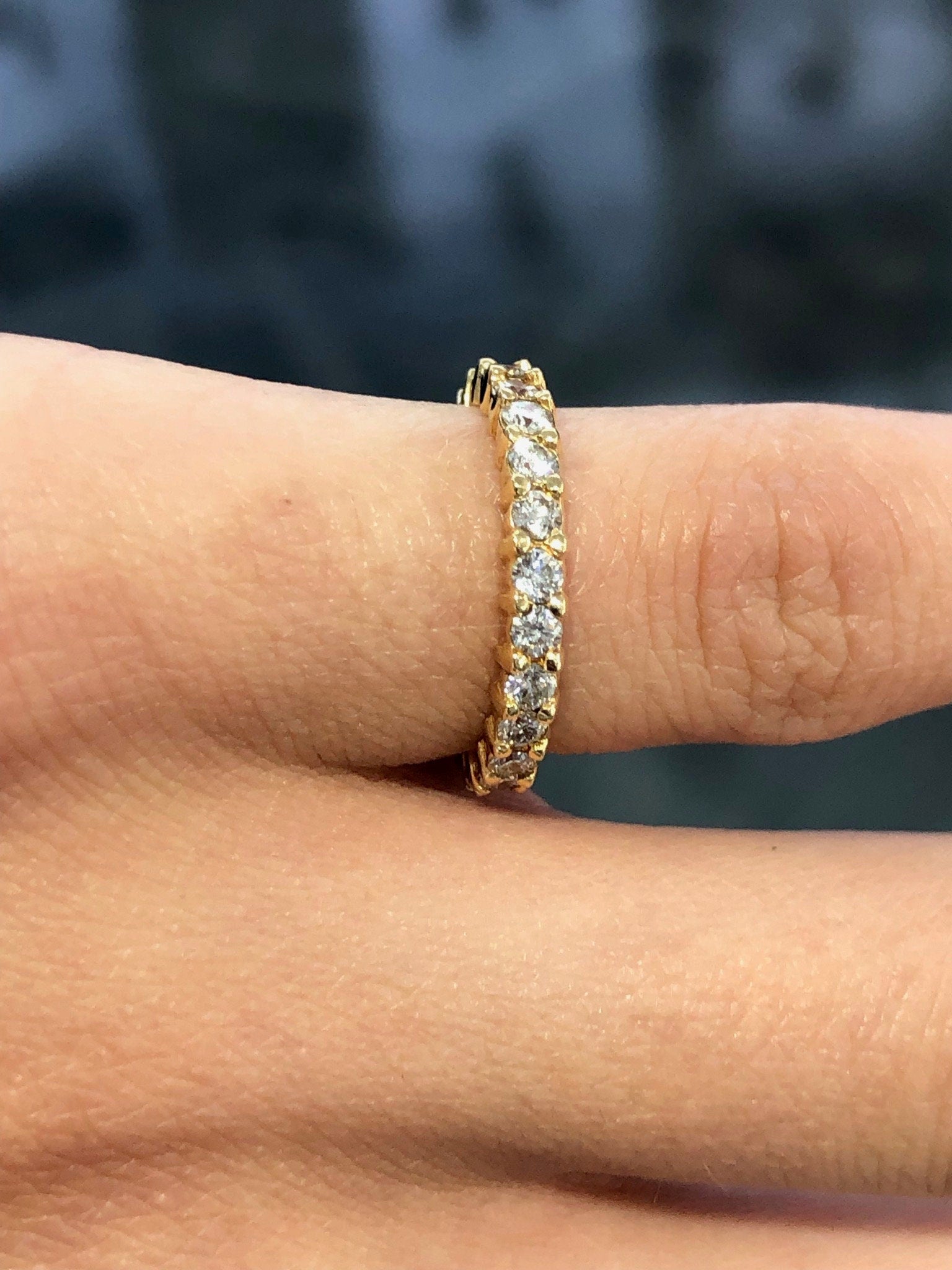 LIV 14k Yellow Gold & Natural Diamonds 1.05ct Eternity Design Stack Gift