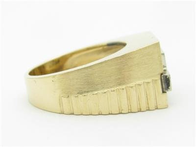 LIV 14k Yellow & White Gold Diamonds Zig Zag Design Men's Band Design Wide Ring