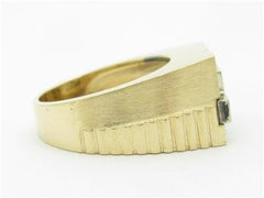 LIV 14k Yellow & White Gold Diamonds Zig Zag Design Men's Band Design Wide Ring