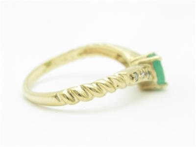 LIV 14k Yellow Gold & Diamonds Green Emerald Oval Shape Stone Band Ring Gift