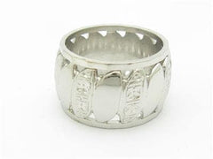LIV 14k White Gold Diamond Cut Hand Engraved Design Vintage Design Band Wide Ring Gift