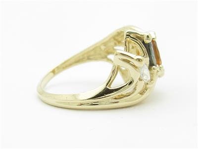 LIV 14k Yellow Gold & Multi Color GemStone Design Marquee 6 Stone Band Ring Gift