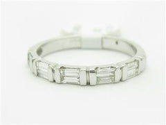 LIV 14k White Gold Genuine Baguette Cut White Diamond Wedding Band Design Ring Gift