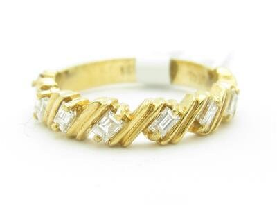 LIV 14k Yellow Gold Genuine Diamond Baguette Wedding Band Design Ring New Gift