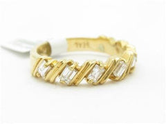 LIV 14k Yellow Gold Genuine Diamond Baguette Wedding Band Design Ring New Gift