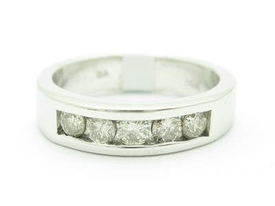 LIV 14k White Gold Genuine White Diamond Round Stone Channel Set Wedding Band Ring