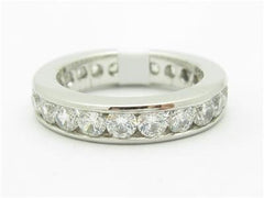 LIV 14k White Gold Simulated White Sapphire Channel Set Wedding Band Design Ring Gift