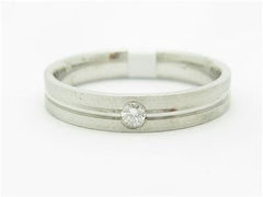 LIV 14k White Gold Genuine Round White Diamond Wedding Band Bezel Design Ring Gift