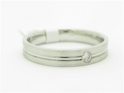 LIV 14k White Gold Genuine Round White Diamond Wedding Band Bezel Design Ring Gift