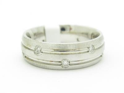 LIV 14k White Gold Genuine Round White Diamond Wedding Band Station Design Ring Gift