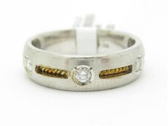 LIV 14k Two Tone Gold Genuine Round White Diamond Wedding Band Station Design Ring