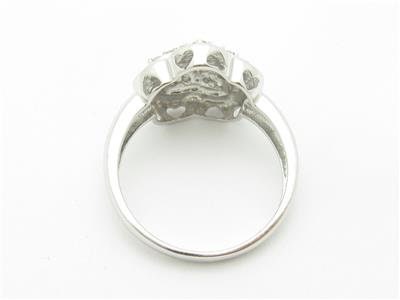 LIV 14k White Gold & Diamonds Clover Flower Design Pave Band Ring Bridal Gift