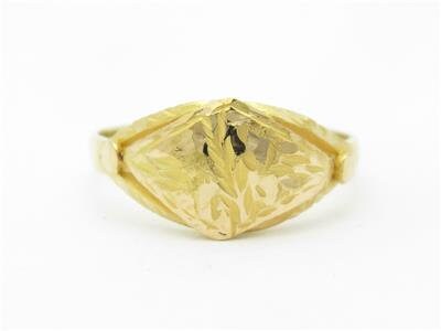 LIV 18k Yellow Gold Diamond Cut Vintage Design Diamond Shape Band Ring Gift
