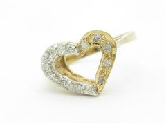 LIV 14k Two Tone Gold & Diamonds Open Heart Design Band Ring