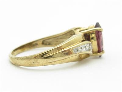 LIV 14k Yellow Gold & Diamond Purple Amethyst Marquee Design Right Hand Band Ring