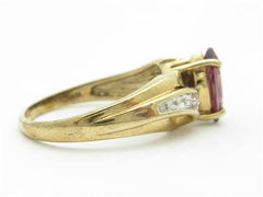 LIV 14k Yellow Gold & Diamond Purple Amethyst Marquee Design Right Hand Band Ring