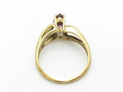 LIV 14k Yellow Gold & Diamond Purple Amethyst Marquee Design Right Hand Band Ring