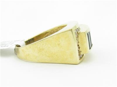 LIV 14k Yellow Gold & Diamond Blue Sapphire Abstract Design Wide Band Ring Gift