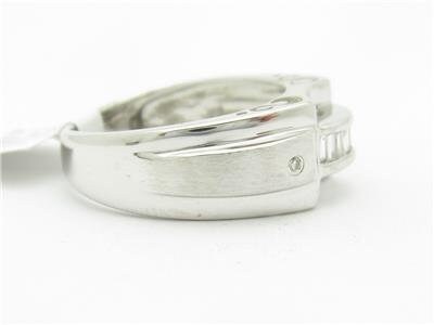 LIV 14k White Gold & Diamond Baguette Channel Set Design Wide Modern Band Ring