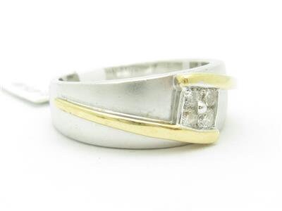 LIV 14k White & Yellow Gold  Diamond Wide Design Twist Style Band Ring