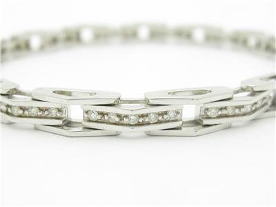 LIV 14k White Gold & Diamonds Abstract Design Channel Tennis Bracelet Bridal Gift