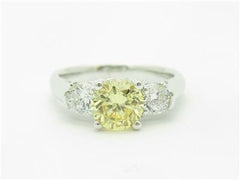 LIV 14k White Gold 3 Stone Design Yellow Sapphire Engagement Travel Promise Ring