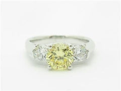 LIV 14k White Gold 3 Stone Design Yellow Sapphire Engagement Travel Promise Ring