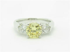 LIV 14k White Gold 3 Stone Design Yellow Sapphire Engagement Travel Promise Ring