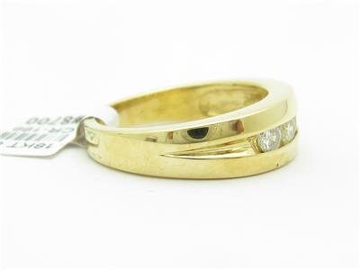 LIV 14k Yellow Gold Genuine Round Cut White Diamond Channel Set Band Design Ring New