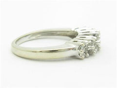 LIV 14k White Gold Genuine Diamond Invisible Flower Design 3 Stone Band Ring Gift