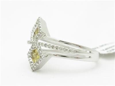 LIV 14kt White Gold Genuine Yellow Diamond 1.00ct Princess Cut Design Band Ring New