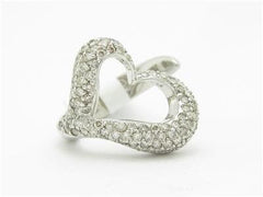 LIV 14kt White Gold Genuine Diamond Pave Open Heart Band Right Hand Ring New Gift