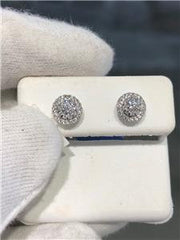 LIV 18k White Gold & Diamonds 0.77ct tw G/VS1 Pave Round Halo Stud Earrings Gift