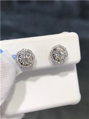 LIV 18k White Gold & Diamonds 0.87ct tw G/VS1 Octagon Halo Cluster Stud Earrings