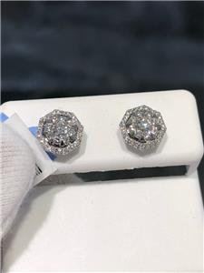 LIV 18k White Gold & Diamonds 0.87ct tw G/VS1 Octagon Halo Cluster Stud Earrings