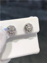 LIV 18k White Gold & Diamonds 0.87ct tw G/VS1 Octagon Halo Cluster Stud Earrings