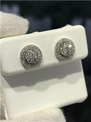 LIV 14k White Gold & Diamonds 0.88ct tw G/VS1 Round Double Halo Pave Stud Earrings