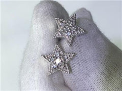 LIV 14k White Gold Genuine Diamonds 0.25ct G/VVS Pave Star Shape Halo Stud Earrings