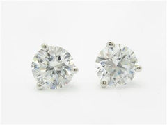 LIV 14k White Gold & White Sapphire Martini Design Round Stone Stud Earrings 2.00ct