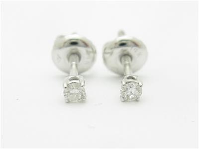 LIV 14k White Gold Genuine White Diamonds .10ct Round F-VS Screw Back Stud Earrings