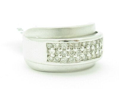 LIV 14KT Solid White Gold Genuine White Diamond Pave Set Wide Band Design Ring Gift