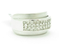 LIV 14KT Solid White Gold Genuine White Diamond Pave Set Wide Band Design Ring Gift