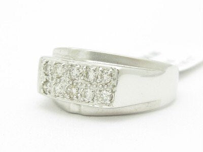 LIV 14KT Solid White Gold Genuine White Diamond  Pave Unique Wide Band Design Ring