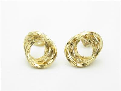 LIV 14k Yellow Gold Love Knot Design Halo Stud Earrings Gift