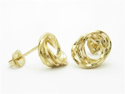 LIV 14k Yellow Gold Love Knot Design Halo Stud Earrings Gift