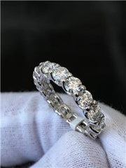 LIV 14k White Gold & Diamonds 4.18ct G/VS1 Common Prong Eternity Band Ring