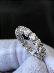 LIV 14k White Gold & Diamonds 4.18ct G/VS1 Common Prong Eternity Band Ring