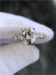 LIV Platinum With 3ct Pure Light Moissanite Oval Cut & Diamond Side Stones Ring